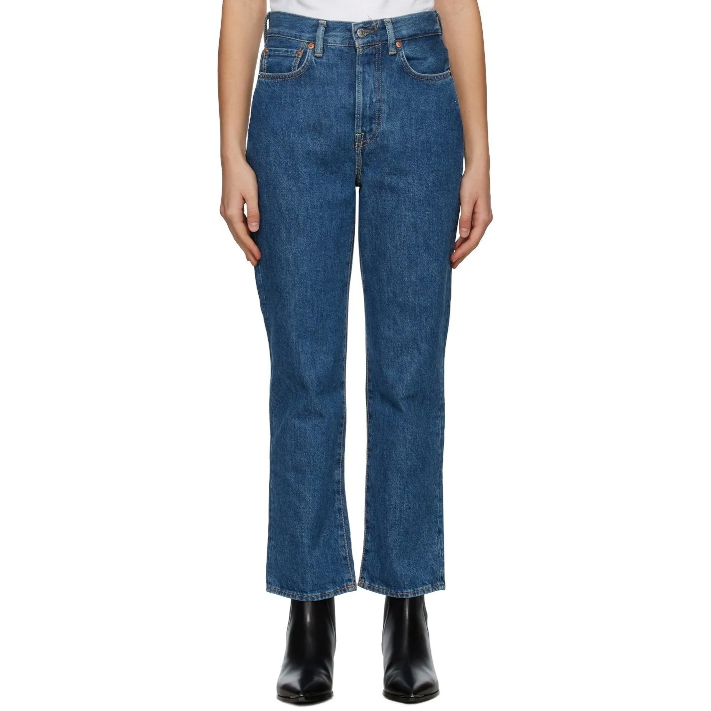 Acne Studios Blue Cropped Straight Fit Jeans