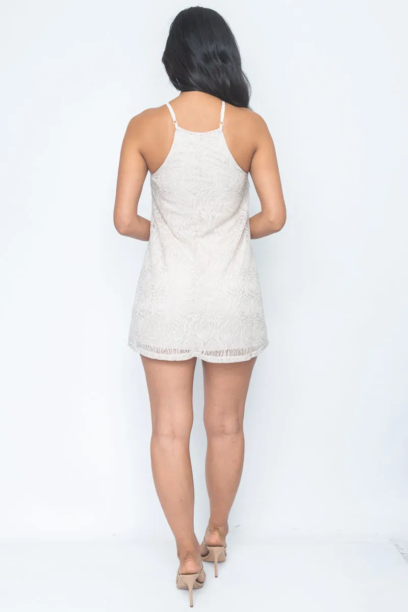 Adjustable Straps Sleeveless Mini Dress With  Full Lining (IDA466-LMN)