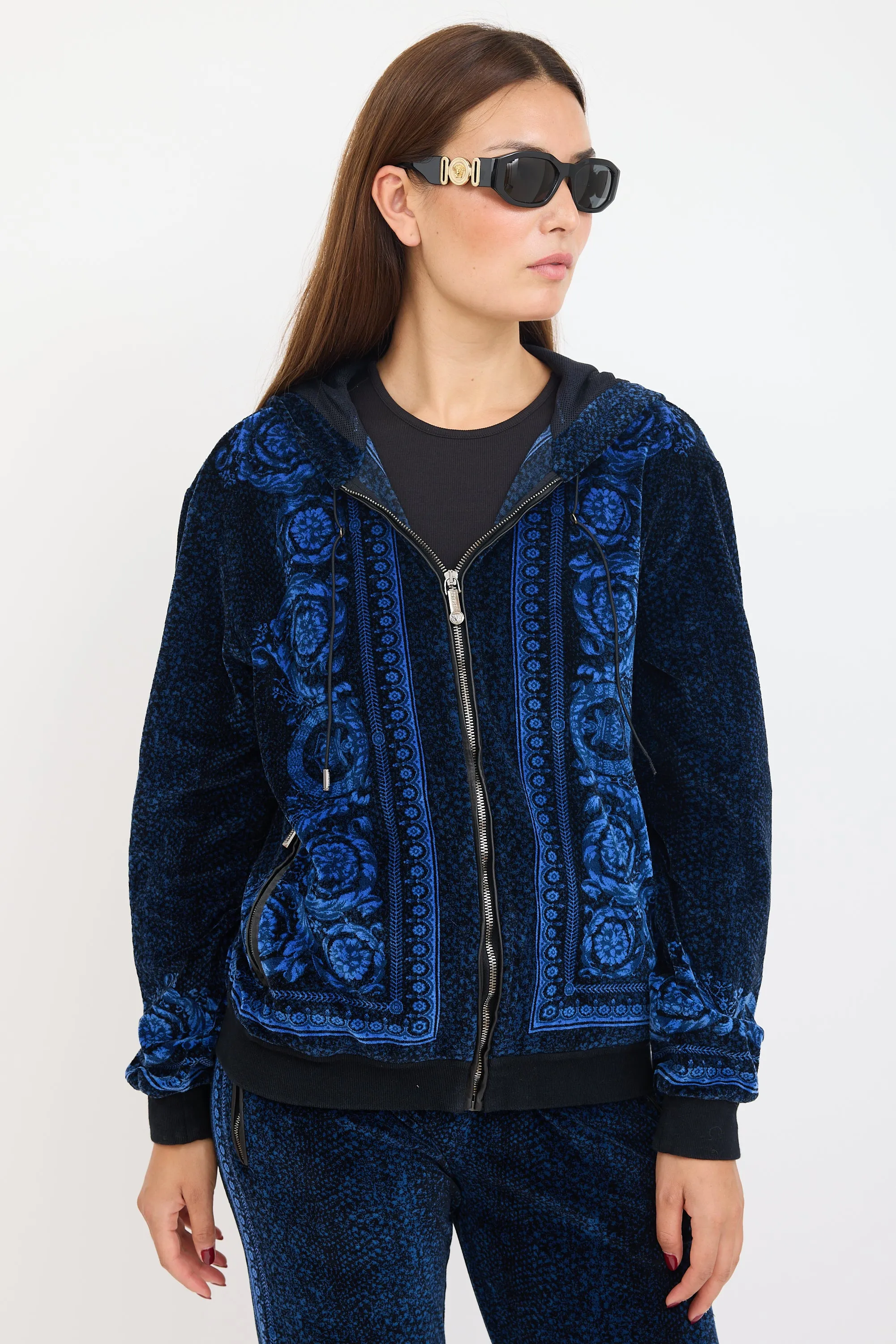 Black & Blue Floral Velour Co-Ord Set