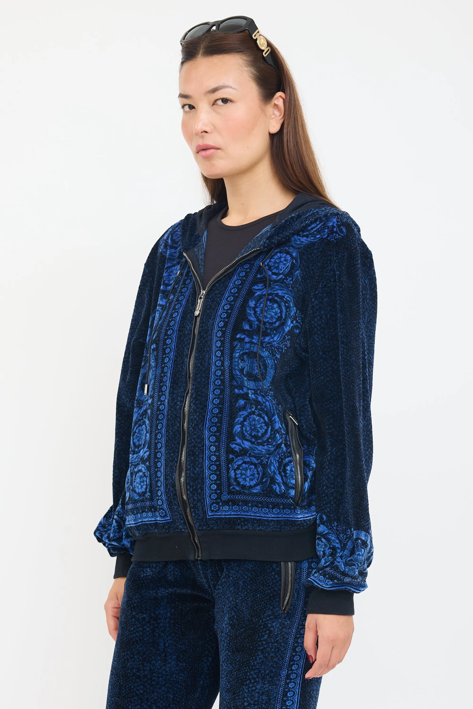 Black & Blue Floral Velour Co-Ord Set