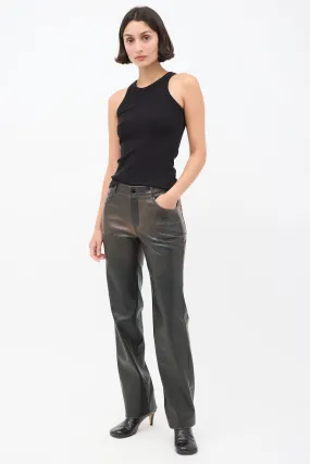 Black & Brown Vegan Leather Burnt Boy Trousers
