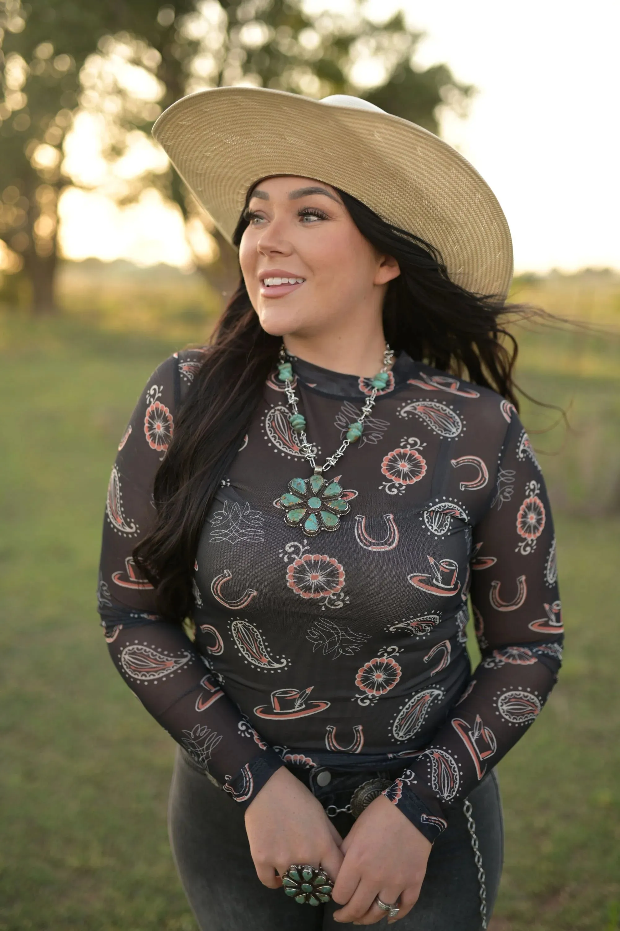 BLACK FEATHER HAT WOMENS MESH TOP