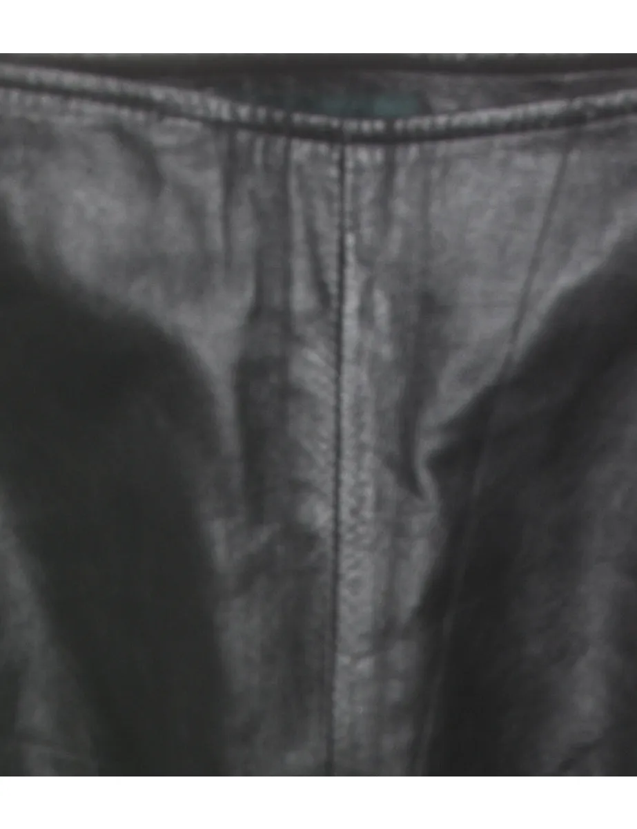 Black Leather Tapered Trousers - W29 L27