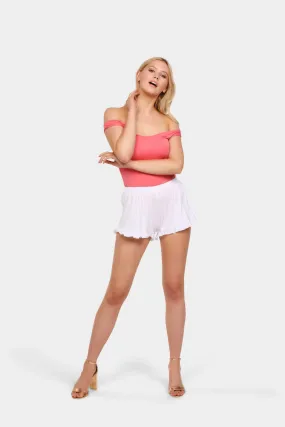 Coral Off Shoulder Basic Bodysuit