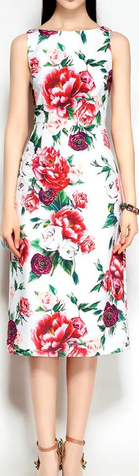 Floral-Print Sheath Pencil Dress