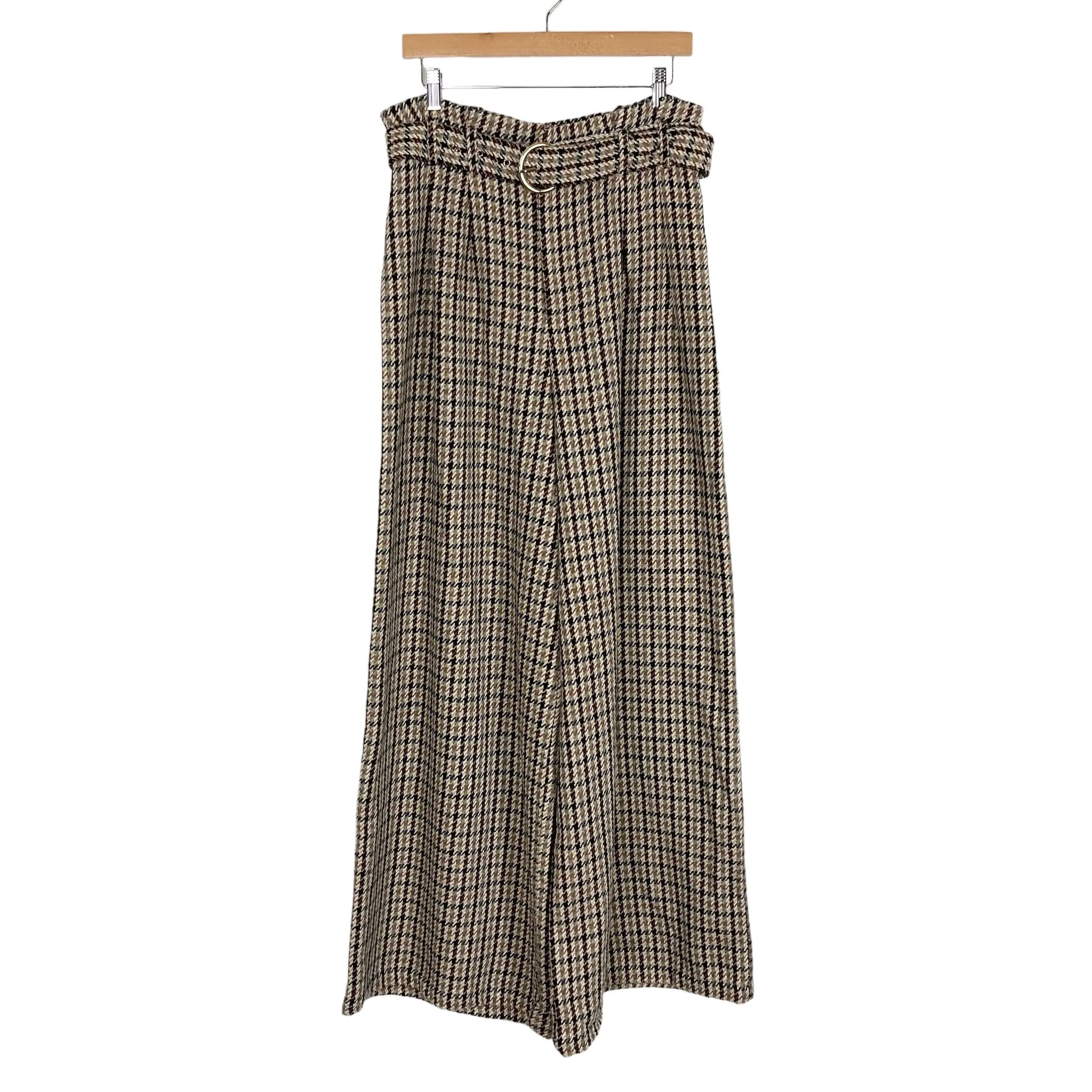 Flying Tomato Plaid Paperbag Waisted Belted Flare Pants- Size L (sold out online, Inseam 30")