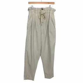 Free People Khaki Pleated Paperbag Waist Pants NWT- Size M (Inseam 25”)