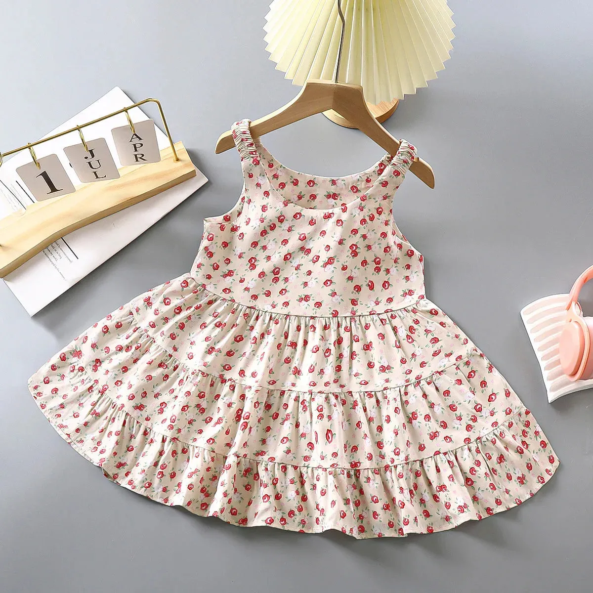 Girl Full Printing Slip Dress Summer New Princess Style Dress 574508 XL