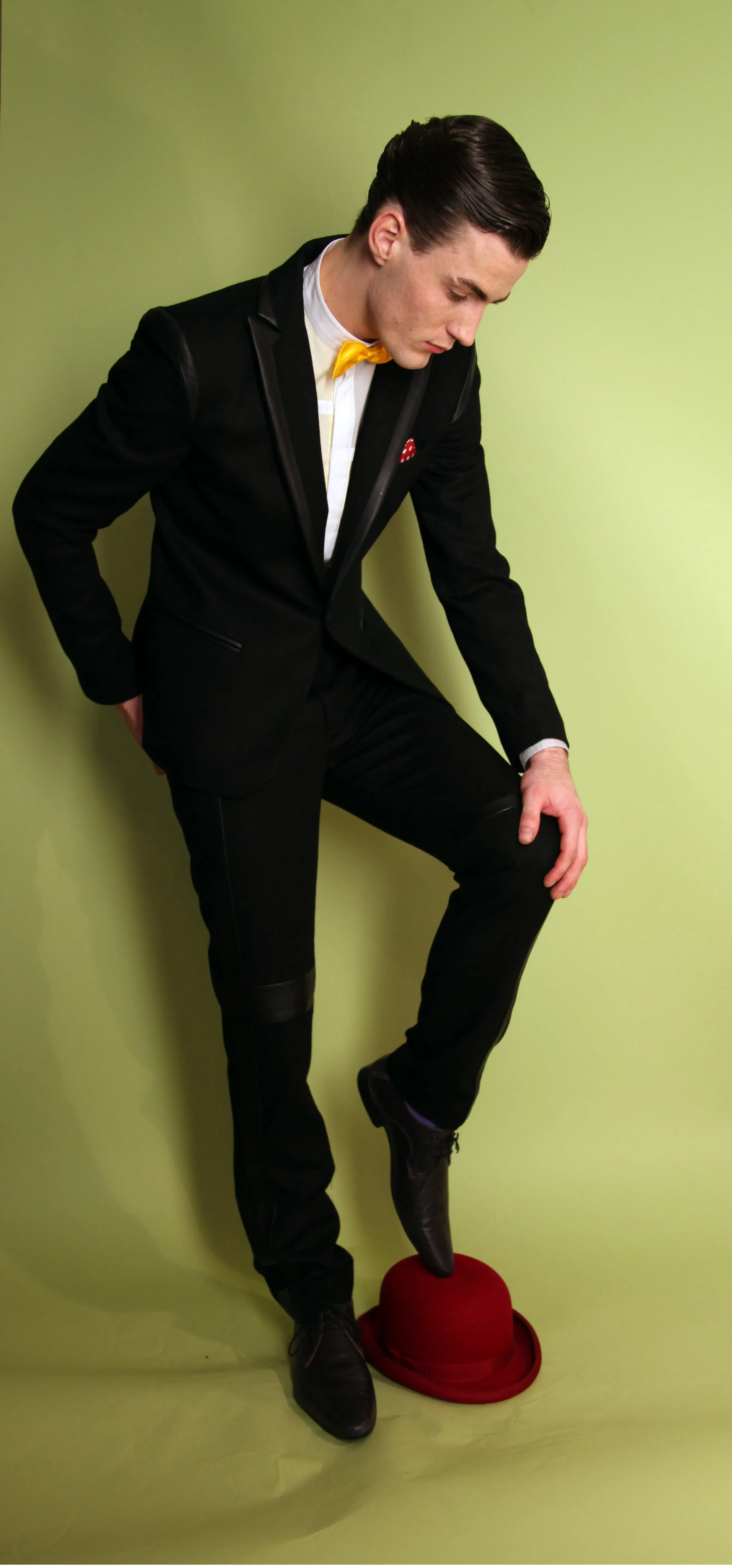 Leather Strip Wool Jacket – Black