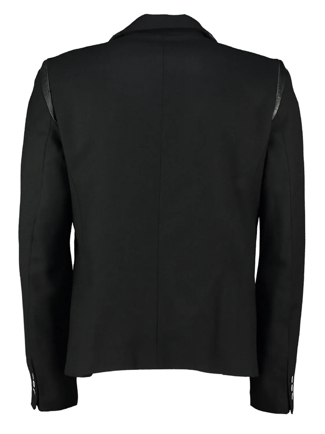 Leather Strip Wool Jacket – Black