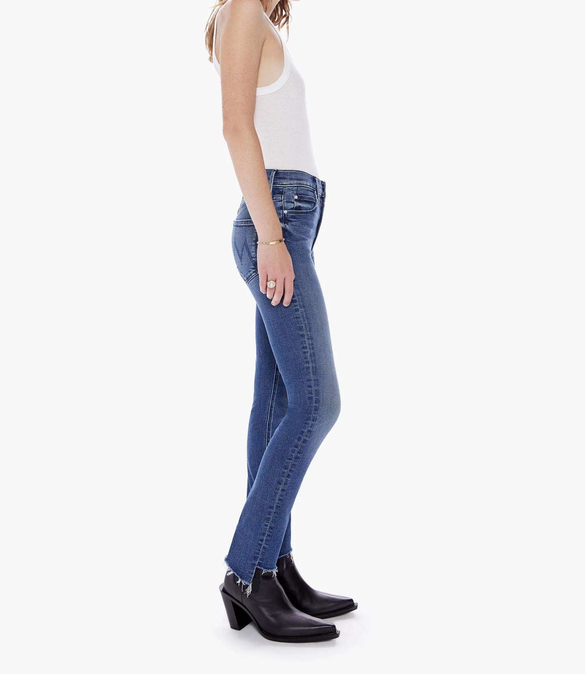 Mid Rise Dazzler Ankle Step Fray