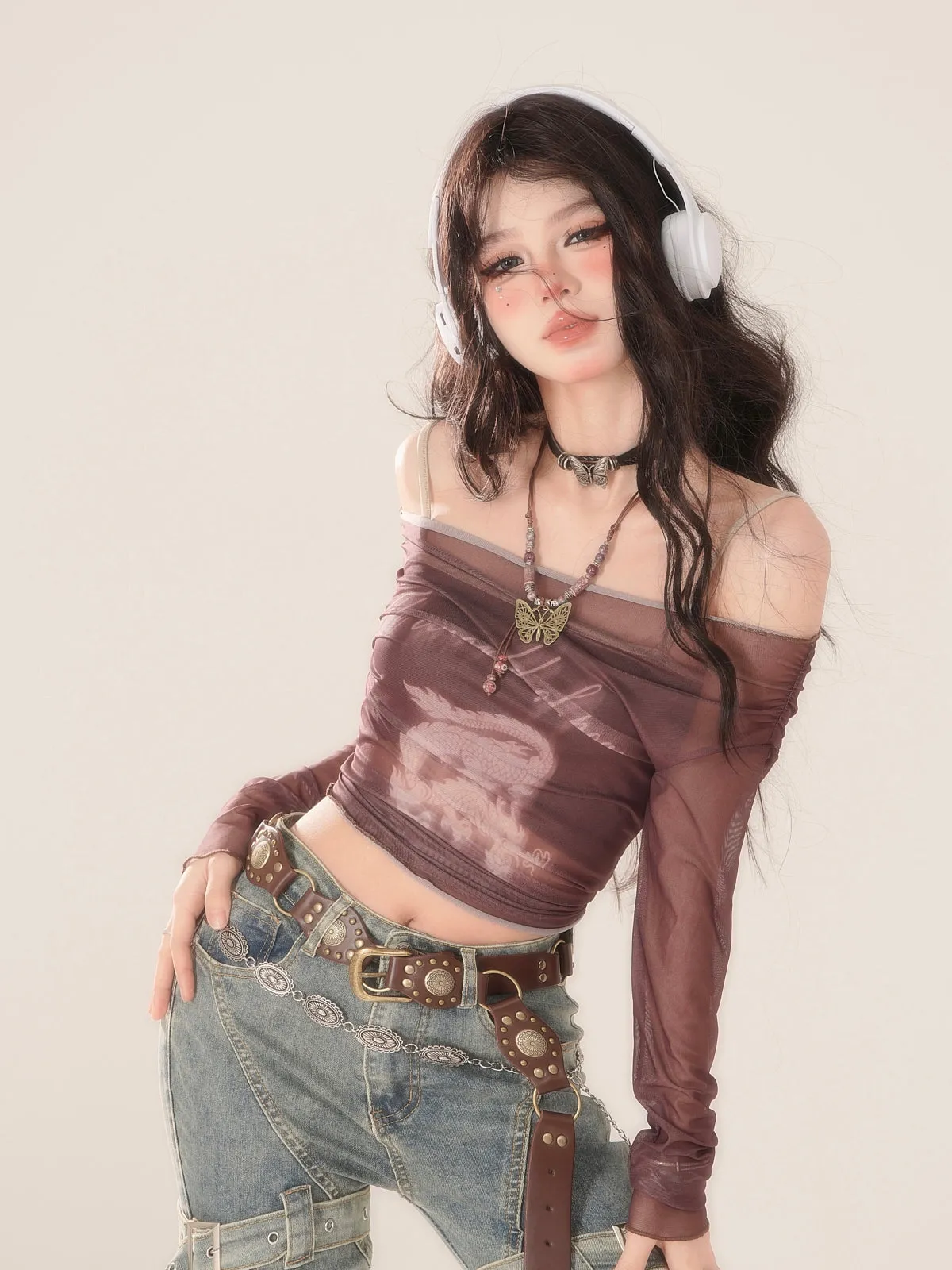 Mode Tops Y2K Off-shoulder
