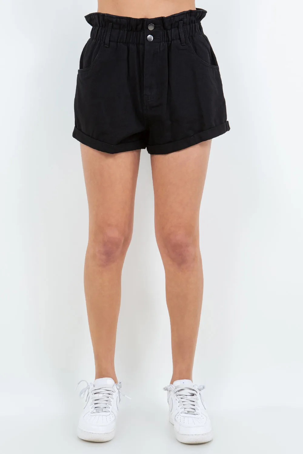 Paper Bag Shorts in Black