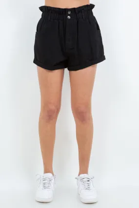 Paper Bag Shorts in Black