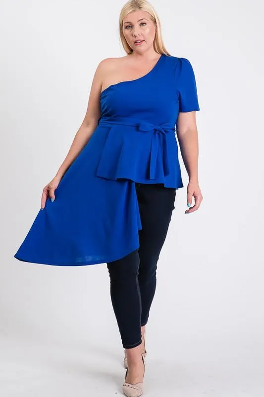 Pre-Order Twirl Around One-Shoulder Peplum Top