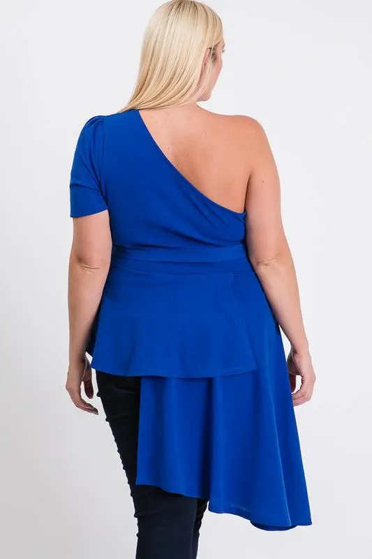 Pre-Order Twirl Around One-Shoulder Peplum Top