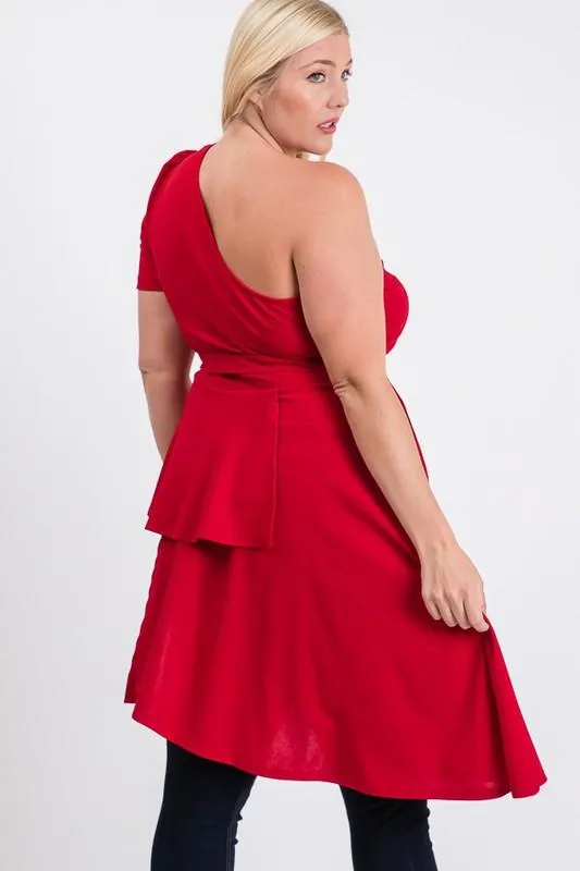 Pre-Order Twirl Around One-Shoulder Peplum Top