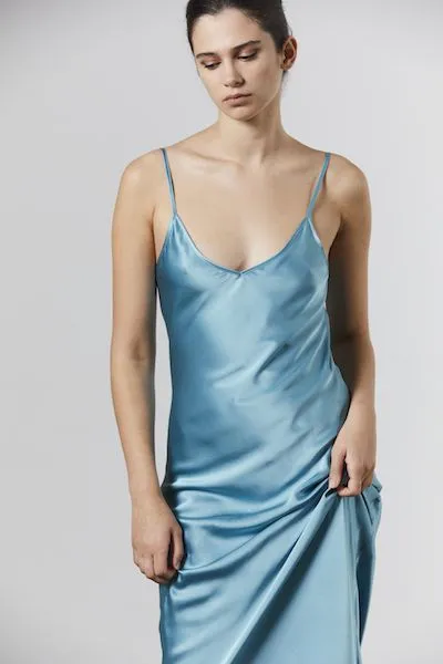 Silk Satin Slip - Cerulean
