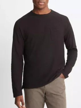 Vince Cotton Long Sleeve Pocket Crew T-Shirt in Black