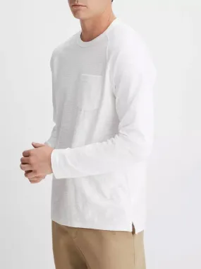 Vince Cotton Long Sleeve Pocket Crew T-Shirt in Optic White