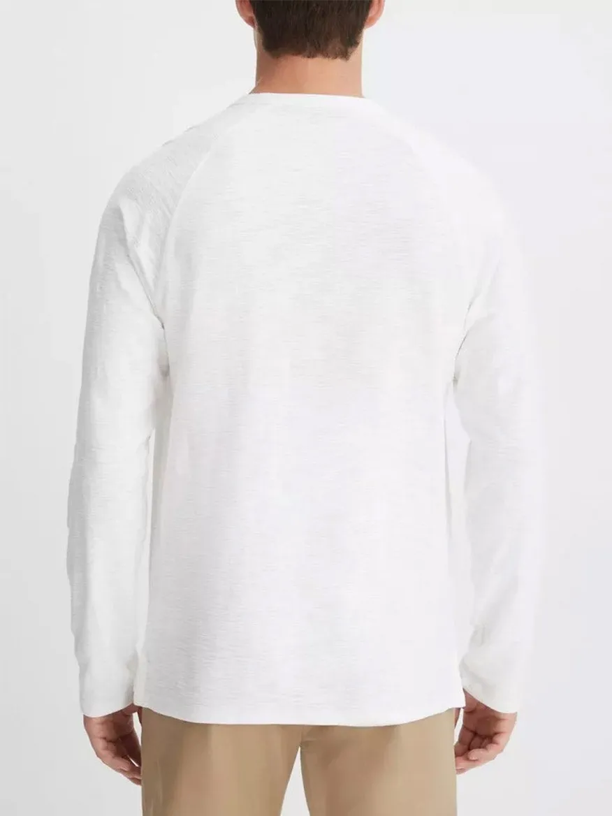 Vince Cotton Long Sleeve Pocket Crew T-Shirt in Optic White