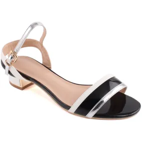 Women “JENNA” Tri-Colored Ankle Strap Slip On Sandals