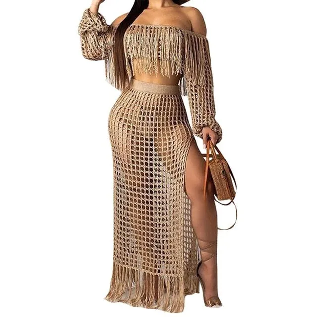 women off shoulder Tops  long skirts bikini swimwear